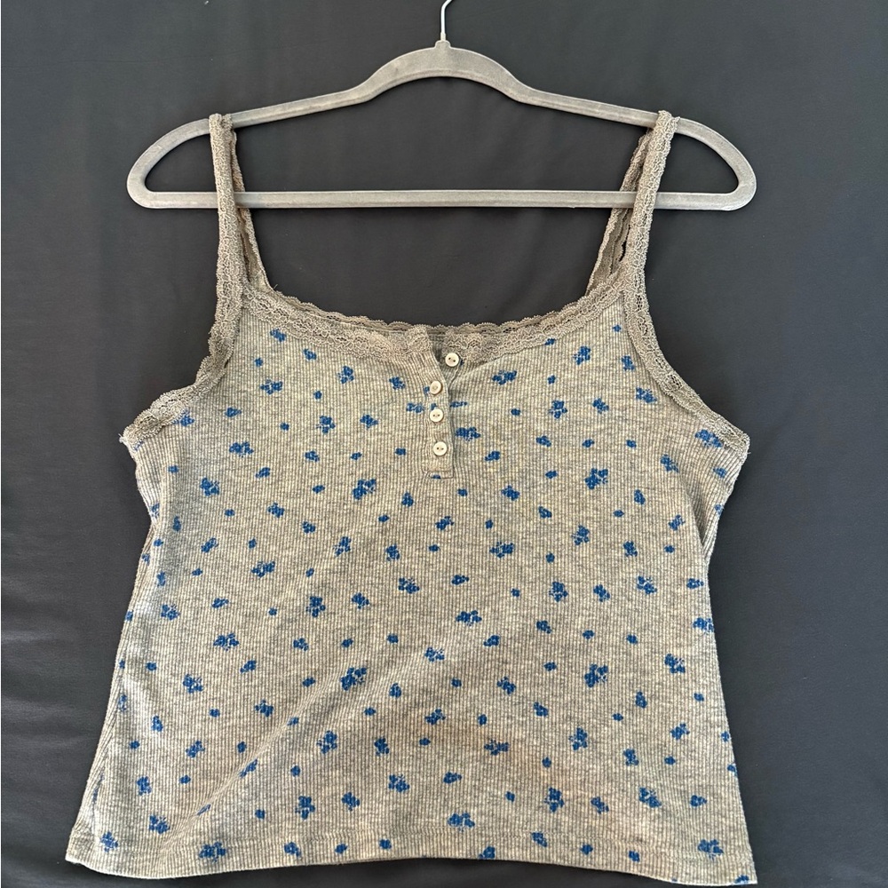 SO Gray and Blue Floral Camisole